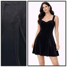 Shein Womens Sleeveless Midi Length Black Crushed Velvet Dress Large