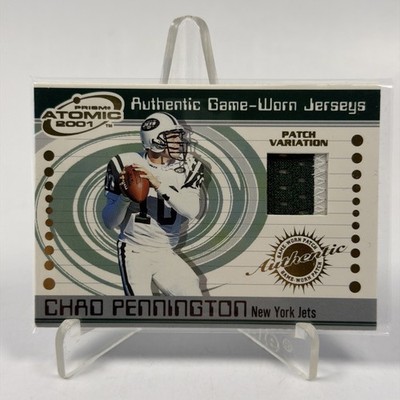 2001 Pacific Prism Atomic #132 Chad Pennington NM Card Game Worn Jersey Patch