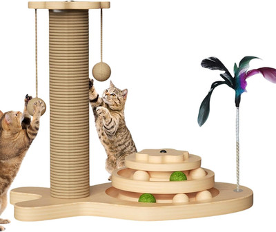 Interactive Cat Scratching Post with Dangling Ball - 16.92'' Tall for Kittens & A