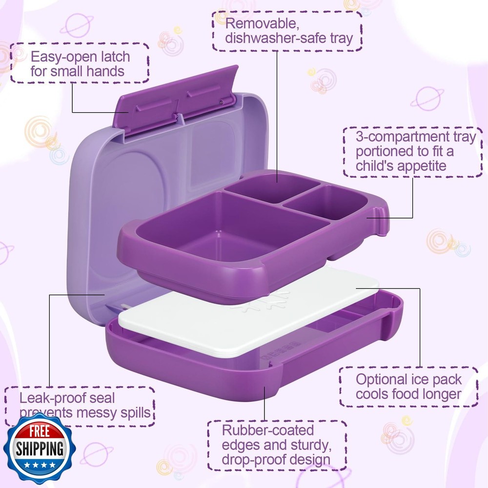 JXXM Insulated Kids Bento Lunch Box with Built-in Ice Pack for School JXXM Insulated Kids Bento Lunch Box with Built-in Ice Pack for School