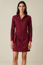 UNTUCKIT Shirt Dress 4 Amelia Burgundy Mini S Button Down Office Capsule Classic