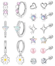 Surgical Stainless Steel Earrings for Girls 10mm Hoops, 6mm Studs, Silver