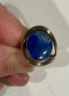 Vintage 950 Silver Chilean Lapis Lazuli Modernist Ring Size 7.5