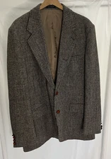 Orvis Harris Tweed Wool Sport Coat Blazer Handwoven Scotland 44L