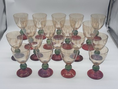 Vintage Krosno Poland Handblown Crystal Wine/Water Glasses~Set of 18~12oz~16oz