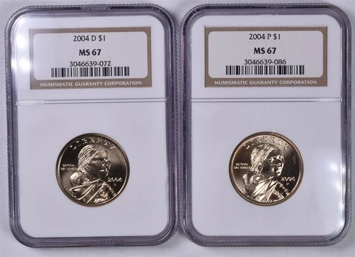 2004-P&D Sacagawea Dollar - NGC MS67/67 - 2 Coin Set 