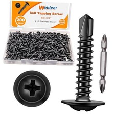 200pcs 8 3/4" Self Tapping Screws for Metal, Sheet Metal 8x3/4" Black