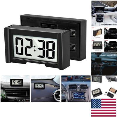 Stylish Black Digital Car Clock - Compact, Battery-Powered and Easily Installed