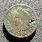 OLD COIN UNITED STATES OF AMERICA 1 CENT 1862 INDIAN HEAD PENNY W/ SHIELD