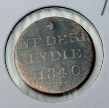 1840 Dutch East Indies Sumatra 1 Cent Copper Colonial Coin KM#1 Netherlands
