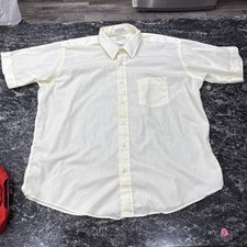 Vintage ROYAL KNIGHT 1990's Yellow Men Dress Shirt Short Sleeve Made In USA 17.5