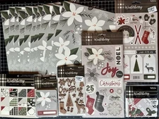My Mind's Eye WINTERBERRY Paper, Stickers, Cards, Wood, Mixed Bag Christmas LOT