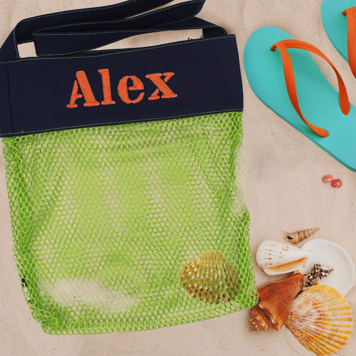 Monogrammed Mesh Beach Bag Set