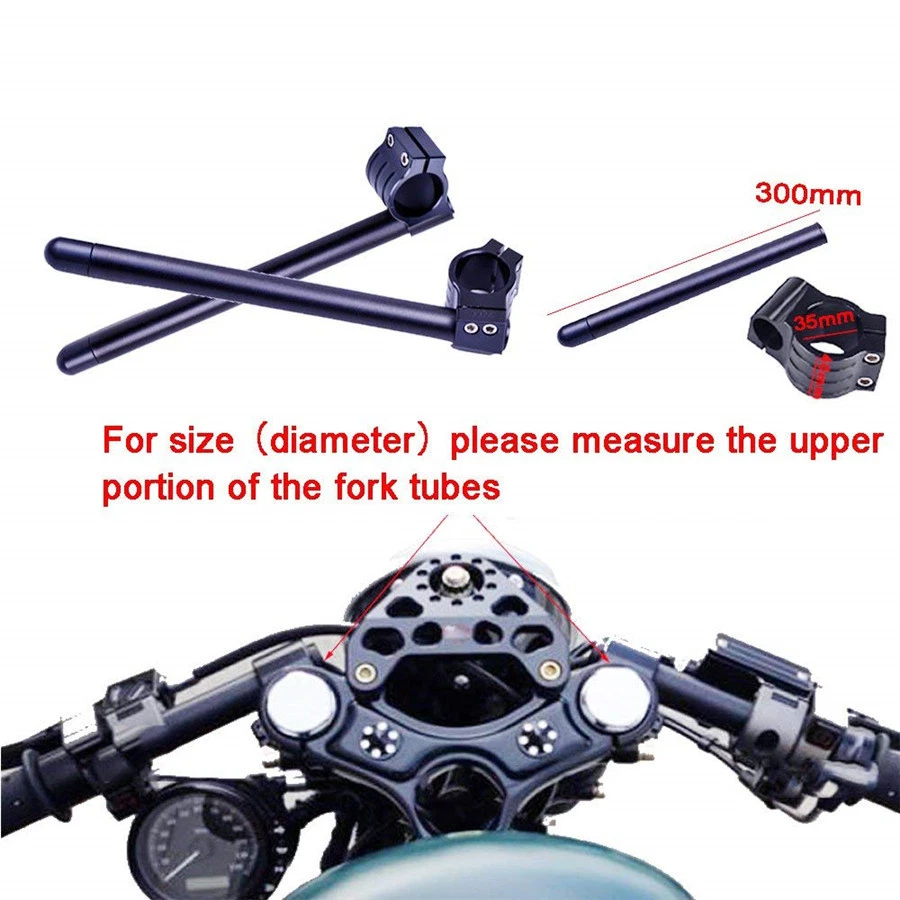 HANDLEBAR, 7/8", CLIP-ON, 35MM, Fork Tube, BLACK, CAFE RACERS, BOBBERS,Universal - Image 2 of 4