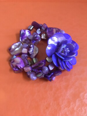 Vintage Miriam Haskell? Bracelet With Purple Flower Design