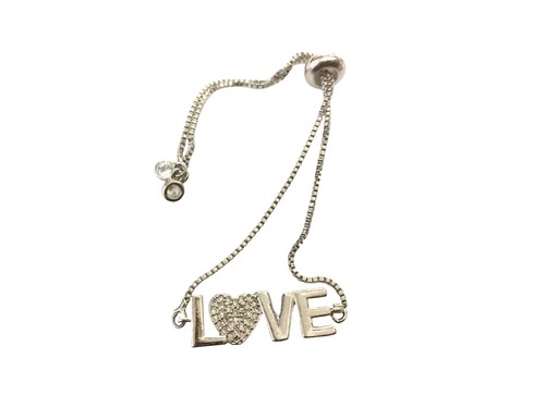 THOMAS SABO Bracciale Love Bridge Donna In Argento 925 Con Zirconi Bianchi - Lunghezza Regolabile 14-19 Cm, LBA0099-051-14-L19v