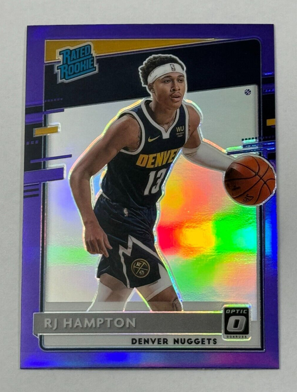 2020-21 Panini Donruss Optic Rated Rookie Holo Purple #174 RJ Hampton Denver