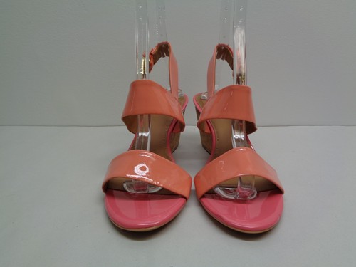 Calvin Klein Size 9.5 PEARLA Coral Patent Leather Wedge Sandals New Womens Shoes - Picture 8 of 12