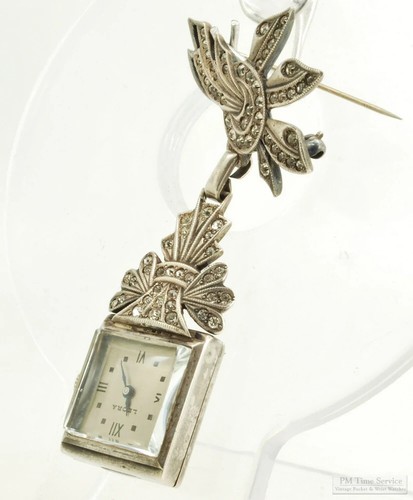 Helbros "Leora" grade 58 ladies' pendant watch, Sterling silver case & brooch