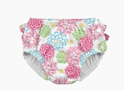 Iplay Baby Girl Snap Reusable Absorbent Swimsuit Diaper Floral Size 6 M