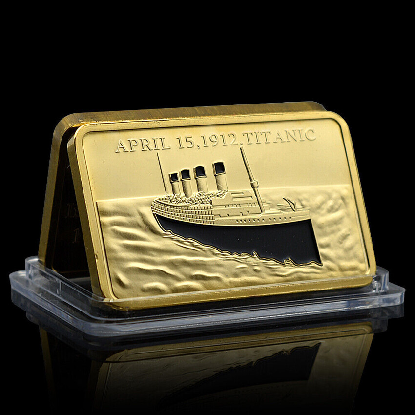 Titanic Gold Bar Medal The Voyage Sailing Map Souvenir RMS
