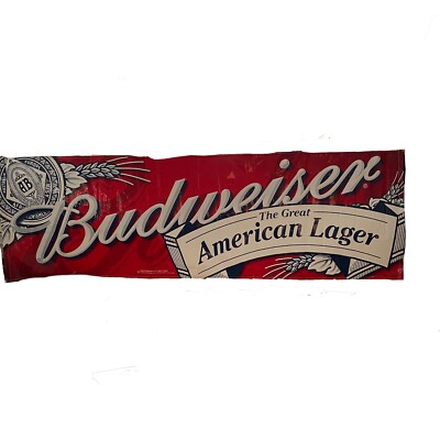 Original Budweiser Ad Banner 33.5''x 106'' The Great American Lager Sign Man Cave