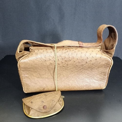 Borsa a mano vintage in struzzo con cambio abbinato - Foto 5 di 14