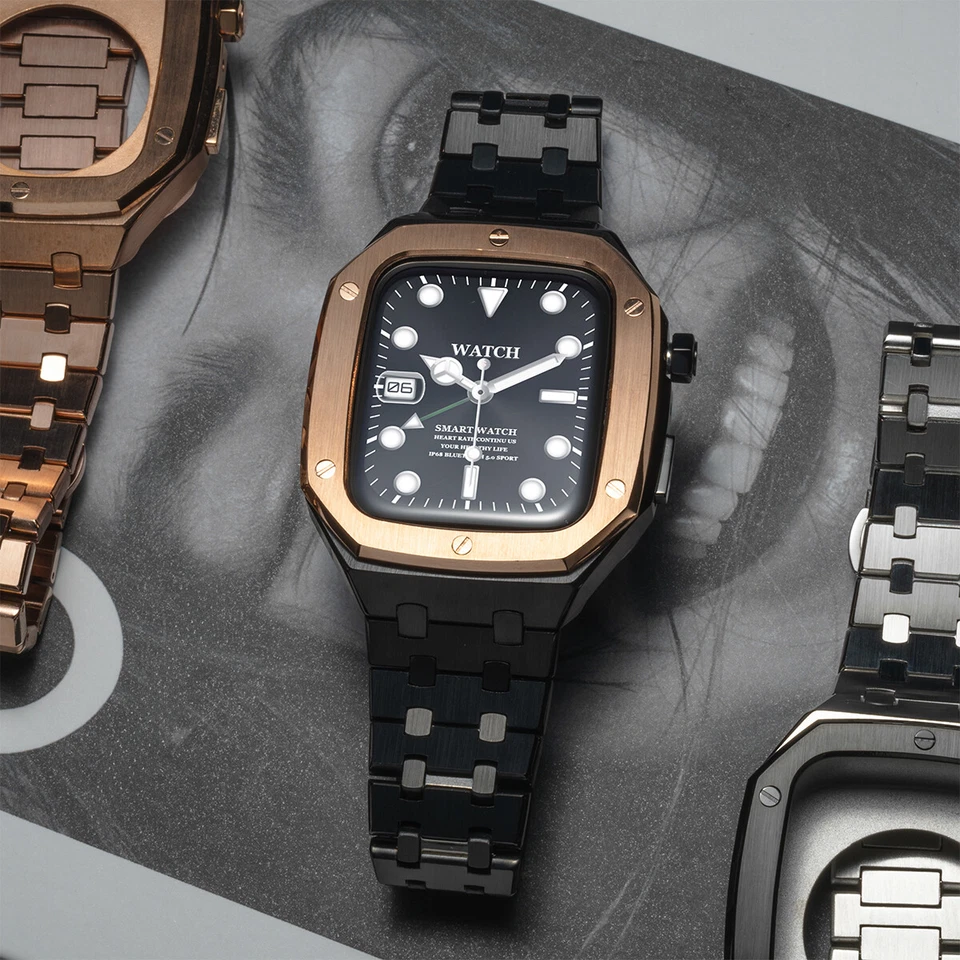 Metal Steel Case Band Refit Mod Kit for Apple Watch 9 8 7 45mm 6 5 4 SE 44mm - Image 4 of 4