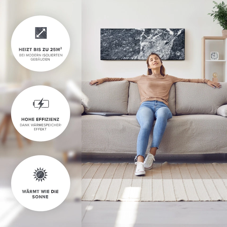 Infrarotheizung inkl. Thermostat | Marwona Shadowgrey 800 Watt - Bild 4 von 4