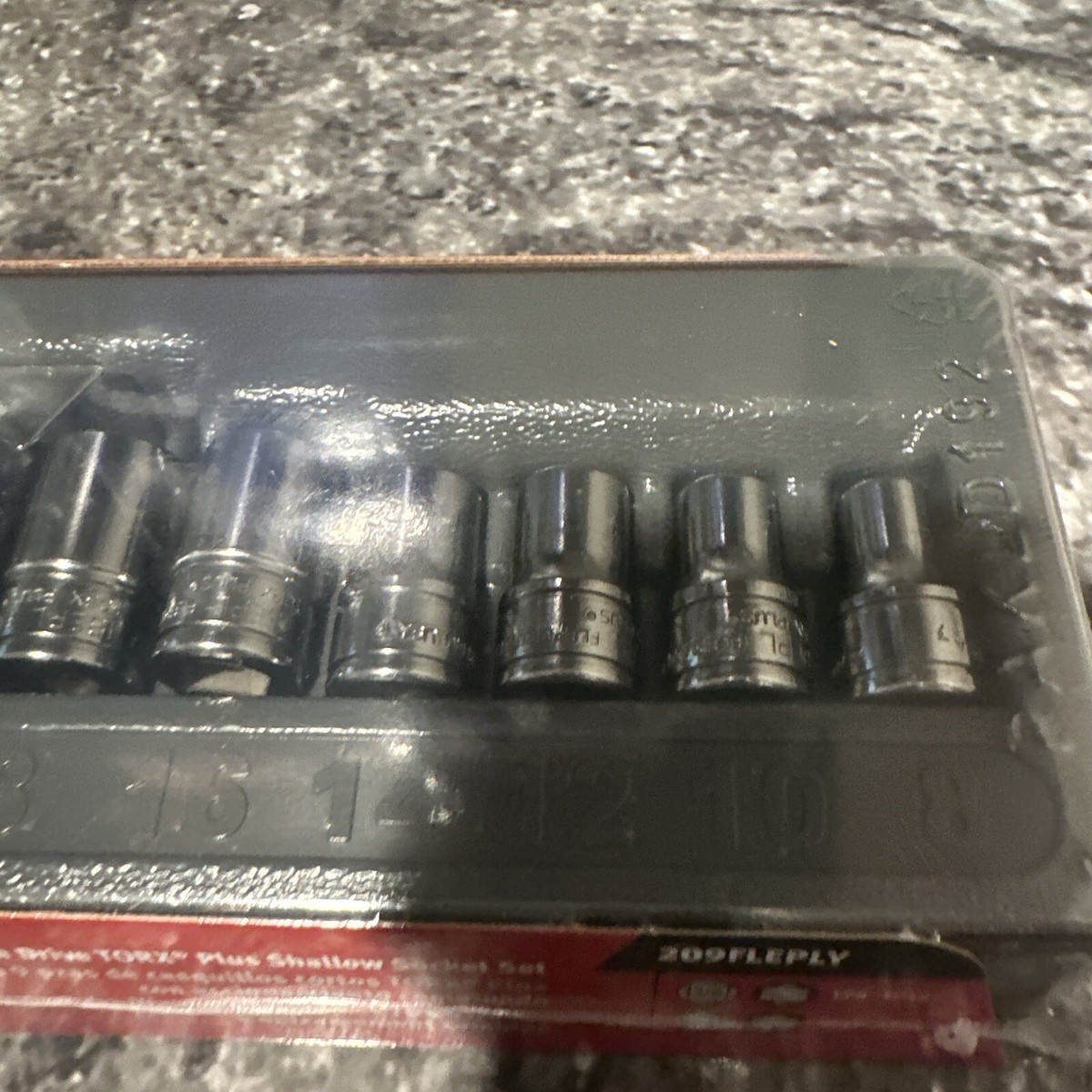 Snap-on 209fleply 9 pc combo drive torx+ shallow socket set e4-e24 