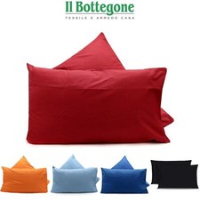 Coppia federe per cuscini letto copri guanciale in cotone tinta unita 50x80 cm