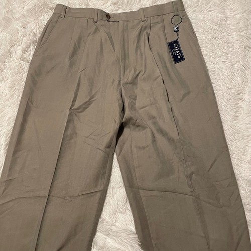 Chaps Herren Größe 36 x 34 Beige Plissee Anzughose Bündchen Beine Neu mit Etikett - Bild 2 von 3