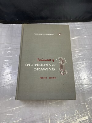 Fundamentals Of Engineering Drawing Warren Luzadder 4th 1950s Textbook Gray Rare