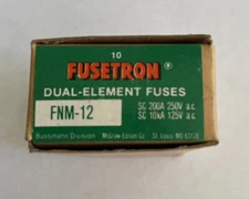 Lot of 10 BUSSMANN FUSETRON FNM-12 FNM12 FNM 12A TIME DELAY FUSES