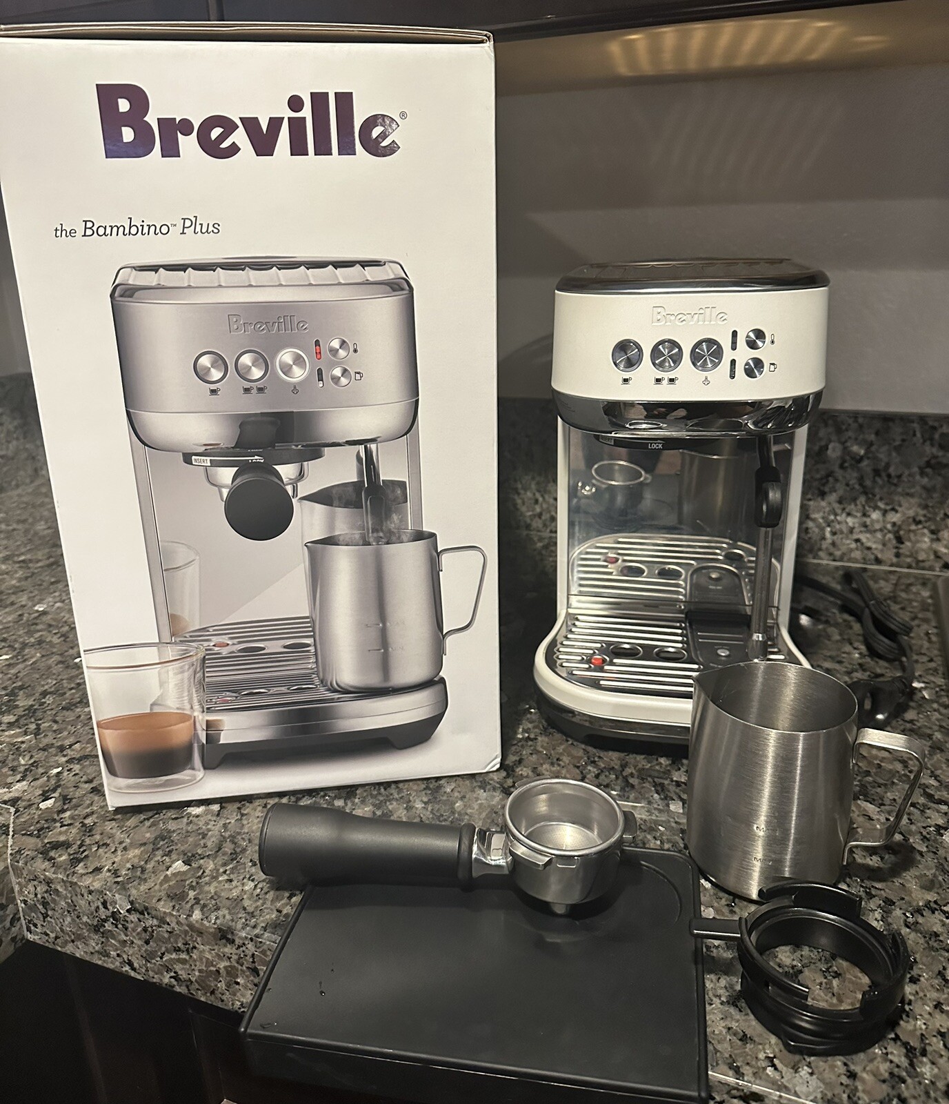 *CLEAN* Breville Bambino Plus BES500 Espresso Machine White (Sea Salt