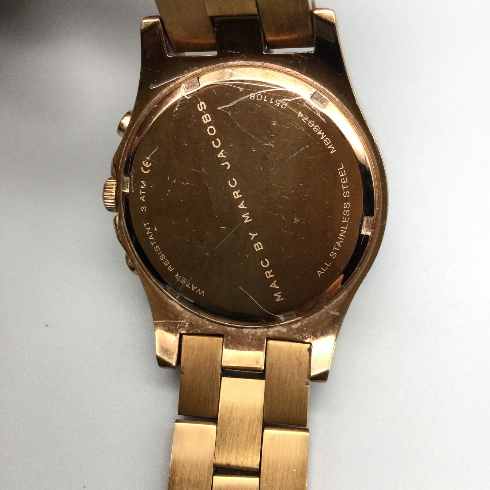 Marc by Marc Jacobs Chronograph Watch Women Rose Gold Tone New Battery