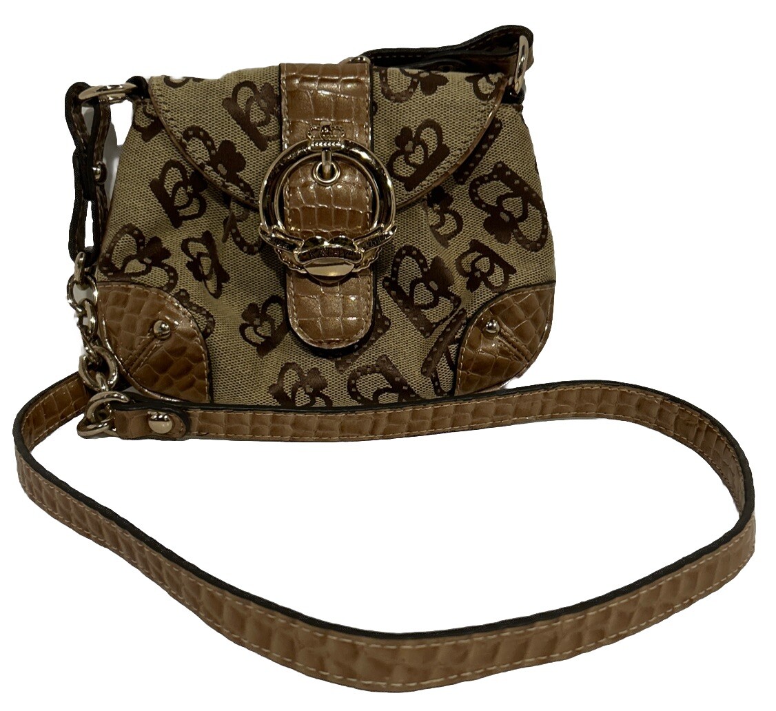 Kathy Van Zeeland Purse Tan Brown Signature Crown Small Crossbody