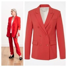 Tibi / Tropical Wool Steward Double Breasted Red Blazer Raspberry 0