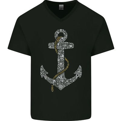 Segelanker Matrose Boot Kapitän Schiff Herren T-Shirt V-Ausschnitt Baumwolle