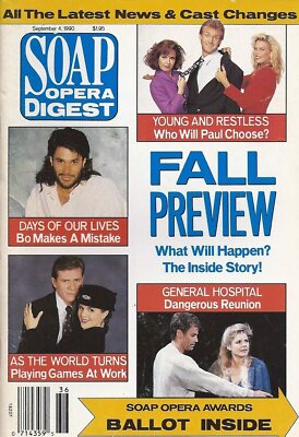 Soap Opera Digest September 4 1990 Robert Dubac Lewis Arlt Michael Louden Fall P