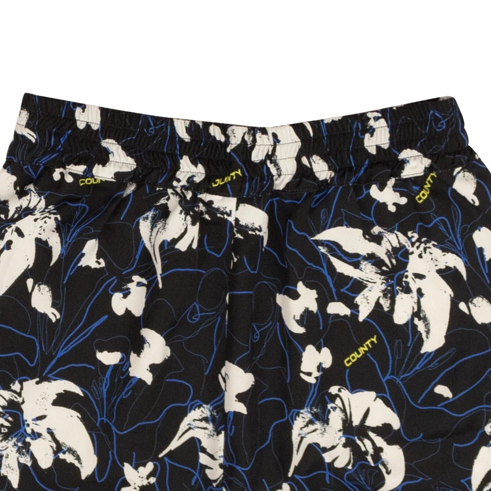 Pantaloncini corti nuovi con etichette Marcelo Burlon neri blu e bianchi County Flowers taglia M $530