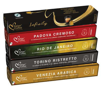 100 ITALIAN COFFEE Aluminum pods compatible w/ Nespresso Original FREE SHIPPING