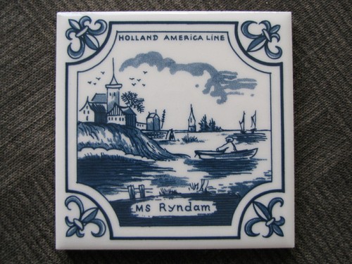 Holland American Line Kreuzfahrtschiff Keramikfliese Souvenir Untersetzer Menge/2er Set - Bild 5 von 6