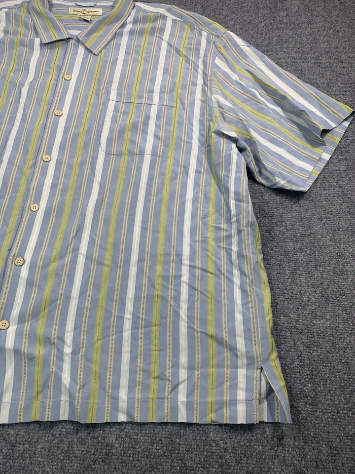 Tommy Bahama Shirt Mens 2XL Blue Striped Short Sleeve Button Up - Image 3 of 4