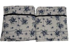 2 Blue Floral Flannel Pillowcases 19 X 27 Standard Fit.