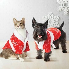 New Red Snowflake Warm Cozy Pet Dog Bath Robe Xs X-small Up To 10lbs