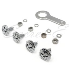 Gear Skull License Plate Mount Hardware Wrench Lockwasher Nut 1/4" Screw Chrome