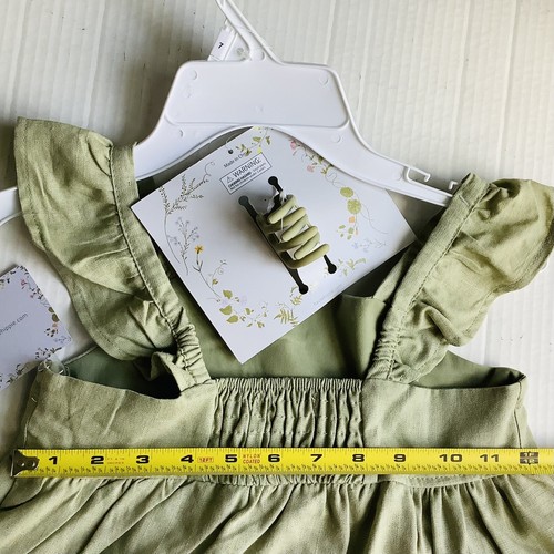 Haute Hippie Girls Green 3 pc Set Pants Top and Butterfly Hair Clip Size 7 Gift - Picture 20 of 23