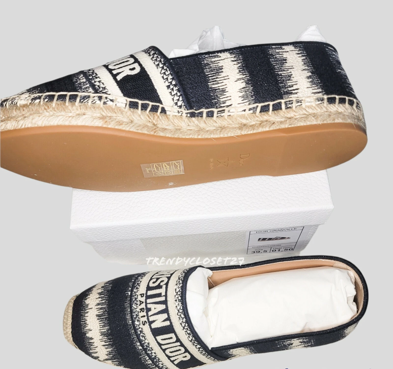 Bande D Bandes Christian Dior Granville Espadrille bleu foncé neuves dans leur boîte taille 39,5