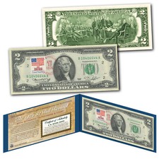 1976 UNC Genuine $2 U.S. Bill with 1976 Stamp & 1976 Postmark - 1st Day Issue **